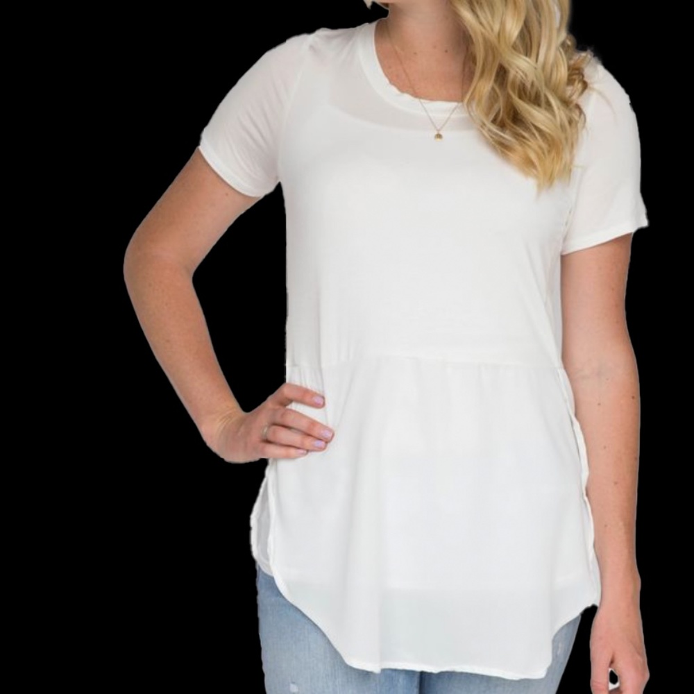 Agnes & Dora Large Tulip Top in Ivory Solid NWT w Original Dust Bag MODAL FABRIC